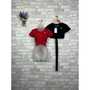 NWT Two Women’s Best True Tie Crop Tops Black/Red